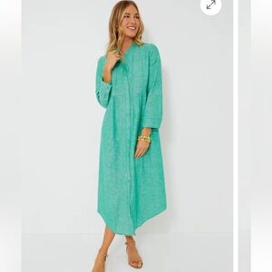 NWOT Sold Out Tuckernuck Pomander Place Lydell Maxi Shirt Dress Sea Green Linen